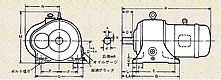 BF形（旧型）　ギヤードモータ　外形寸法表（ユニットサイズ　B6～B28）