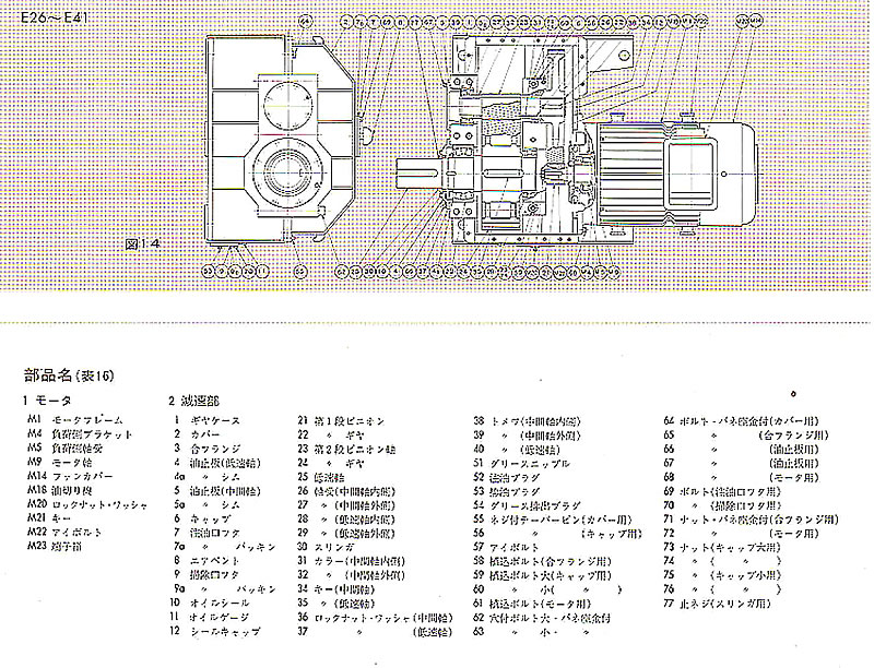 EF形　ギヤードモータ　内部構造図（E26～E41）